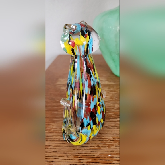 Murano Style Multicolor glass cat - Picture 4 of 5
